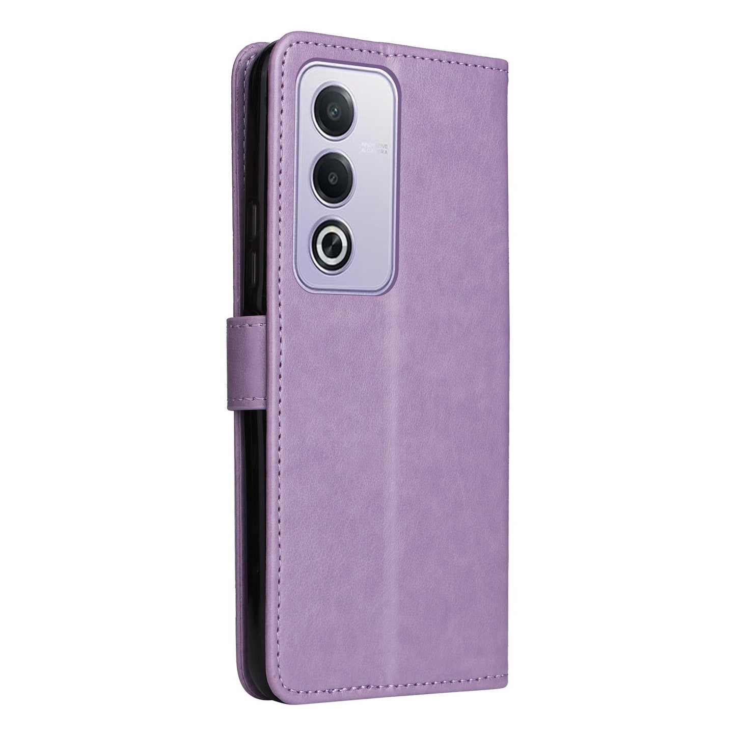 For OPPO K12X 5G Cat and Bee Embossed Flip Leather Phone Case Wallet Cover with Card Slots Cash Pocket Magnetic Stand Protective Shockproof TPU PU Leather Case with Wrist Strap