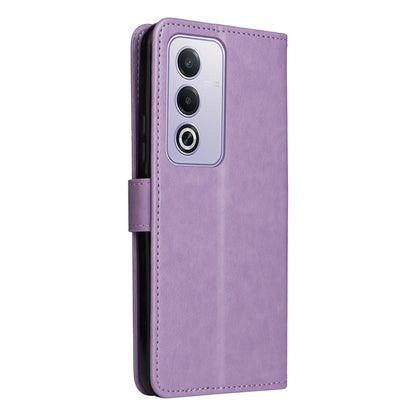 For OPPO K12X 5G Cat and Bee Embossed Flip Leather Phone Case Wallet Cover with Card Slots Cash Pocket Magnetic Stand Protective Shockproof TPU PU Leather Case with Wrist Strap