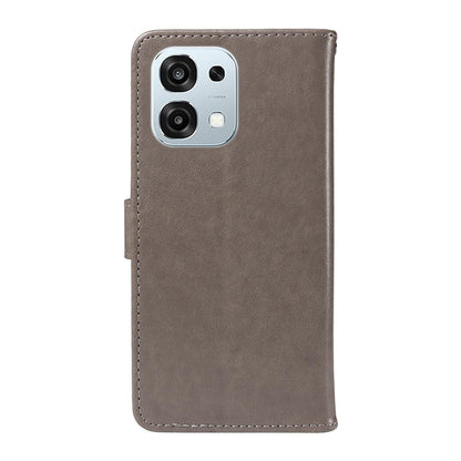 For OPPO A6 Pro 5G Cat and Bee Embossed Flip Leather Phone Case Wallet Cover with Card Slots Cash Pocket Magnetic Stand Protective Shockproof TPU PU Leather Case with Wrist Strap