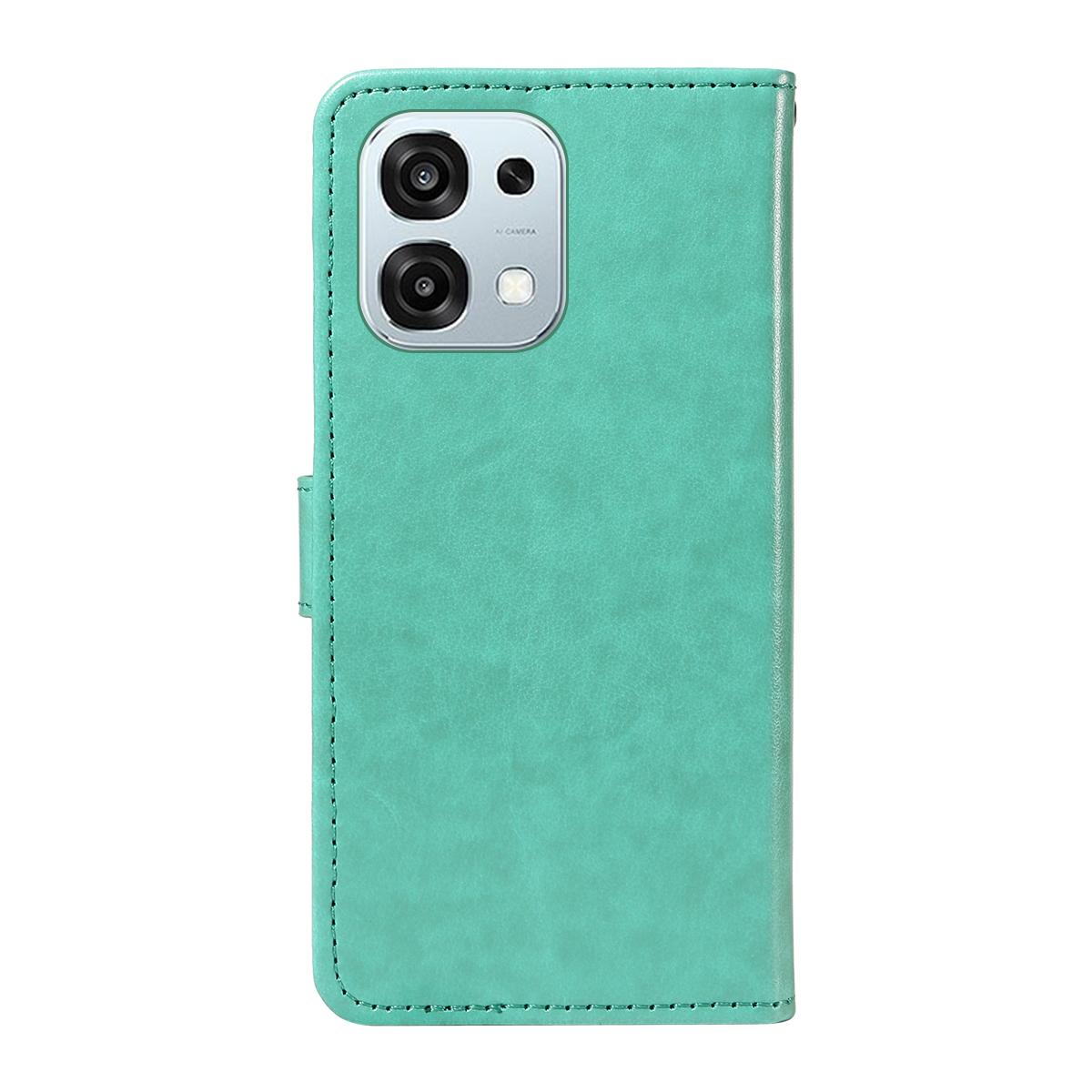 For OPPO A6 Pro 5G Cat and Bee Embossed Flip Leather Phone Case Wallet Cover with Card Slots Cash Pocket Magnetic Stand Protective Shockproof TPU PU Leather Case with Wrist Strap