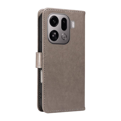 For OPPO Find X9 Pro Cat and Bee Embossed Flip Leather Phone Case Wallet Cover with Card Slots Cash Pocket Magnetic Stand Protective Shockproof TPU PU Leather Case with Wrist Strap