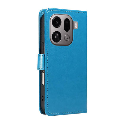 For OPPO Find X9 Pro Cat and Bee Embossed Flip Leather Phone Case Wallet Cover with Card Slots Cash Pocket Magnetic Stand Protective Shockproof TPU PU Leather Case with Wrist Strap