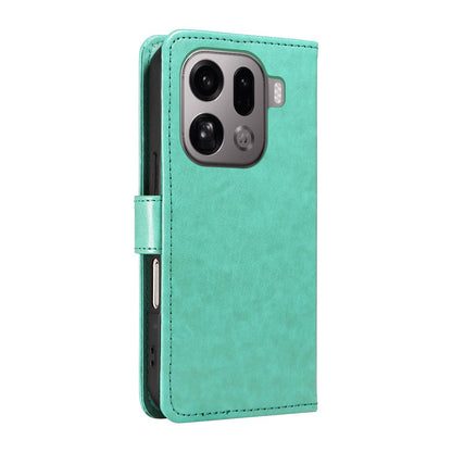 For OPPO Find X9 Pro Cat and Bee Embossed Flip Leather Phone Case Wallet Cover with Card Slots Cash Pocket Magnetic Stand Protective Shockproof TPU PU Leather Case with Wrist Strap