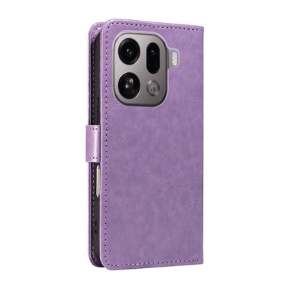 For OPPO Find X9 Pro Cat and Bee Embossed Flip Leather Phone Case Wallet Cover with Card Slots Cash Pocket Magnetic Stand Protective Shockproof TPU PU Leather Case with Wrist Strap