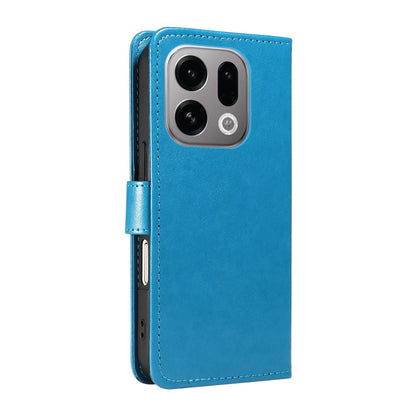 For OPPO Find X9 Cat and Bee Embossed Flip Leather Phone Case Wallet Cover with Card Slots Cash Pocket Magnetic Stand Protective Shockproof TPU PU Leather Case with Wrist Strap