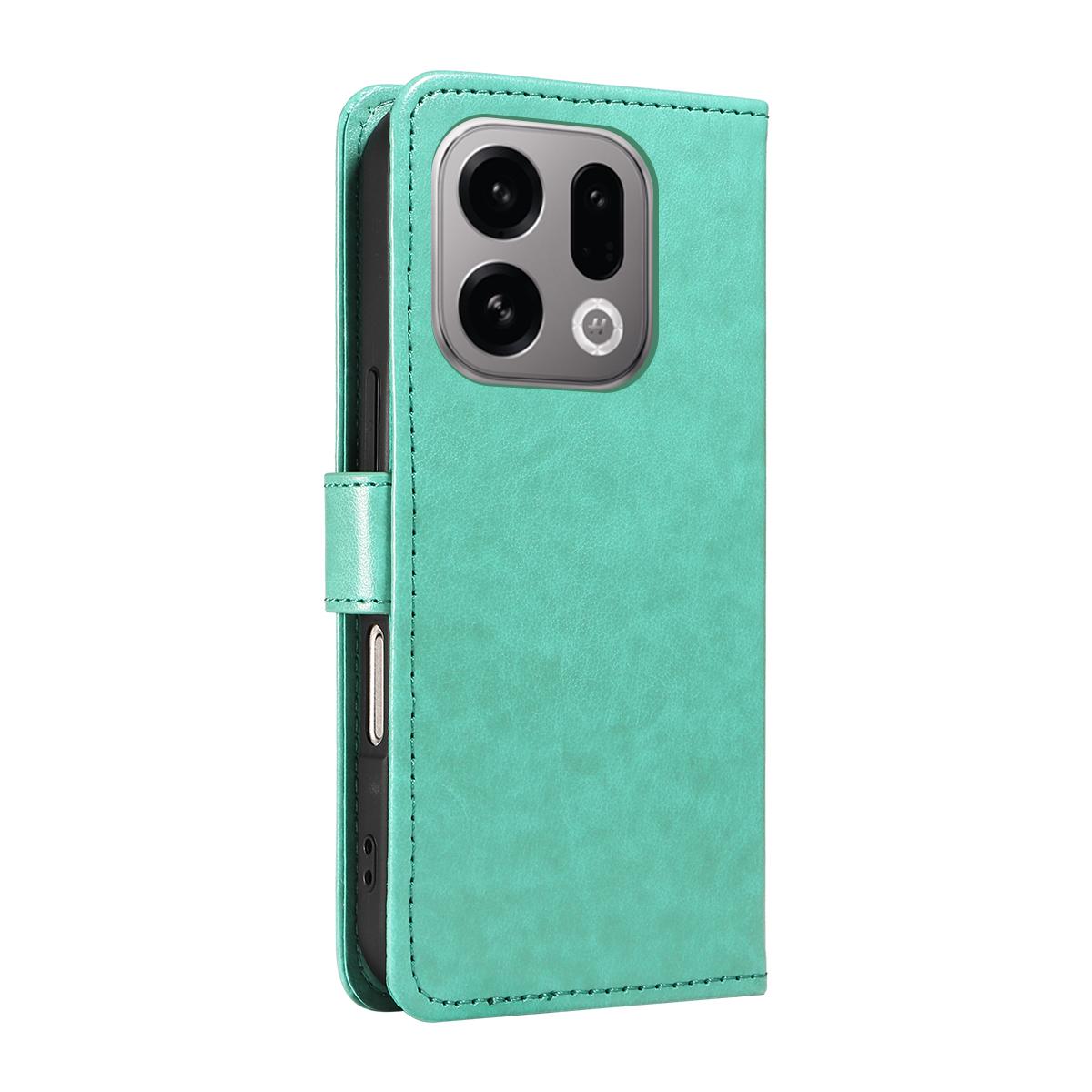 For OPPO Find X9 Cat and Bee Embossed Flip Leather Phone Case Wallet Cover with Card Slots Cash Pocket Magnetic Stand Protective Shockproof TPU PU Leather Case with Wrist Strap