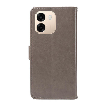 For OPPO A6 5G Cat and Bee Embossed Flip Leather Phone Case Wallet Cover with Card Slots Cash Pocket Magnetic Stand Protective Shockproof TPU PU Leather Case with Wrist Strap