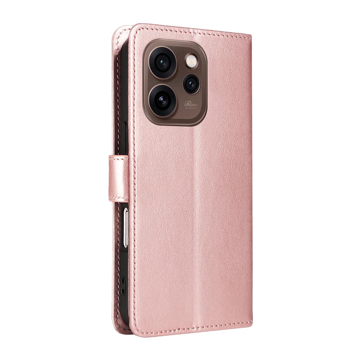 For OPPO Reno15 5G Cat and Bee Embossed Flip Leather Phone Case Wallet Cover with Card Slots Cash Pocket Magnetic Stand Protective Shockproof TPU PU Leather Case with Wrist Strap
