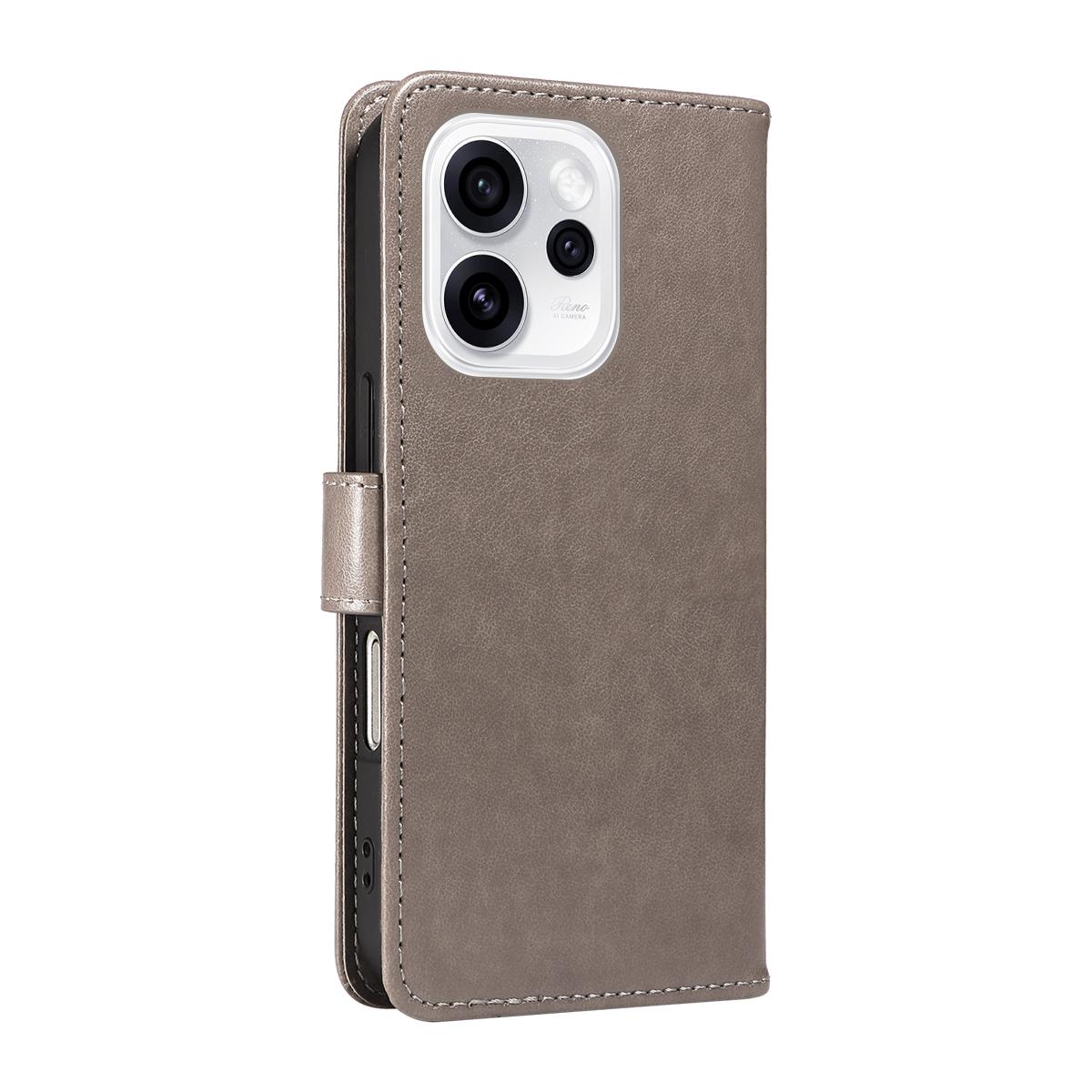 For OPPO Reno15 Pro 5G Cat and Bee Embossed Flip Leather Phone Case Wallet Cover with Card Slots Cash Pocket Magnetic Stand Protective Shockproof TPU PU Leather Case with Wrist Strap