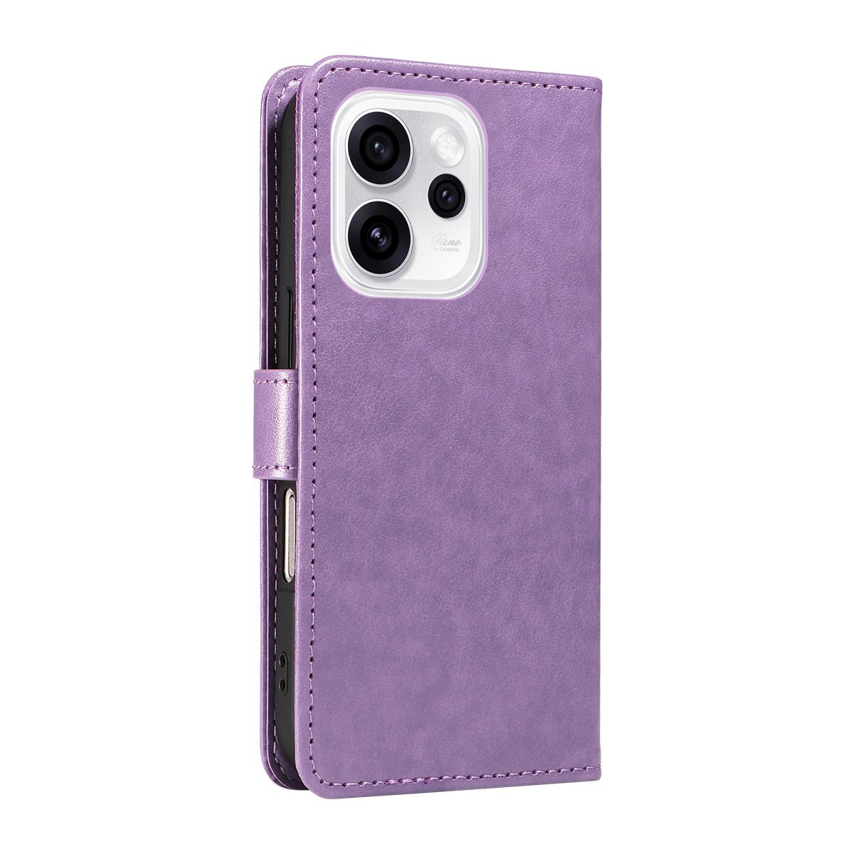 For OPPO Reno15 Pro 5G Cat and Bee Embossed Flip Leather Phone Case Wallet Cover with Card Slots Cash Pocket Magnetic Stand Protective Shockproof TPU PU Leather Case with Wrist Strap