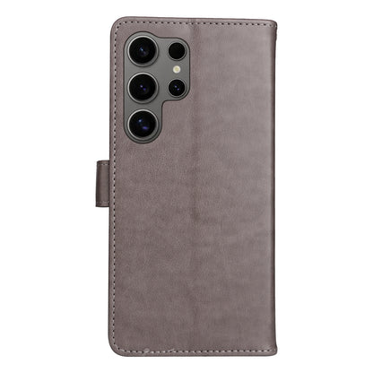 For Samsung Galaxy S25 Ultra 5G Cat and Bee Embossed Flip Leather Phone Case Wallet Cover with Card Slots Cash Pocket Magnetic Stand Protective Shockproof TPU PU Leather Case with Wrist Strap