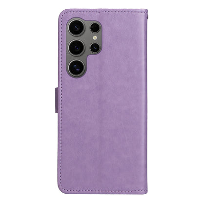 For Samsung Galaxy S25 Ultra 5G Cat and Bee Embossed Flip Leather Phone Case Wallet Cover with Card Slots Cash Pocket Magnetic Stand Protective Shockproof TPU PU Leather Case with Wrist Strap