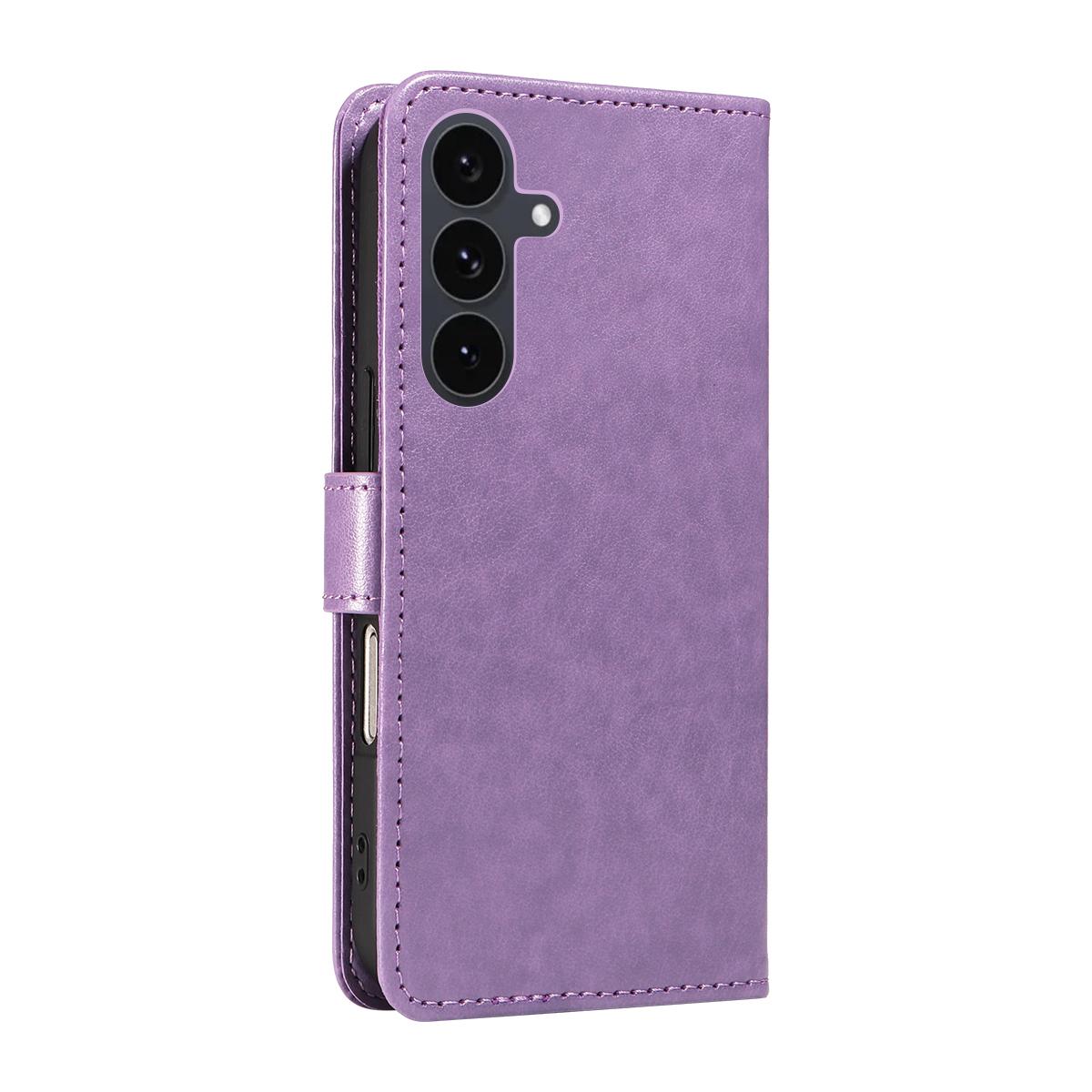 For Samsung Galaxy S25 FE 5G Cat and Bee Embossed Flip Leather Phone Case Wallet Cover with Card Slots Cash Pocket Magnetic Stand Protective Shockproof TPU PU Leather Case with Wrist Strap
