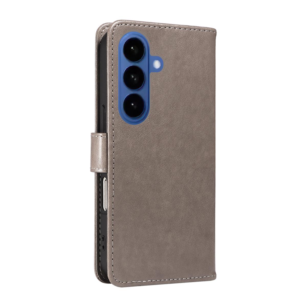 For Samsung Galaxy S26+ 5G Cat and Bee Embossed Flip Leather Phone Case Wallet Cover with Card Slots Cash Pocket Magnetic Stand Protective Shockproof TPU PU Leather Case with Wrist Strap