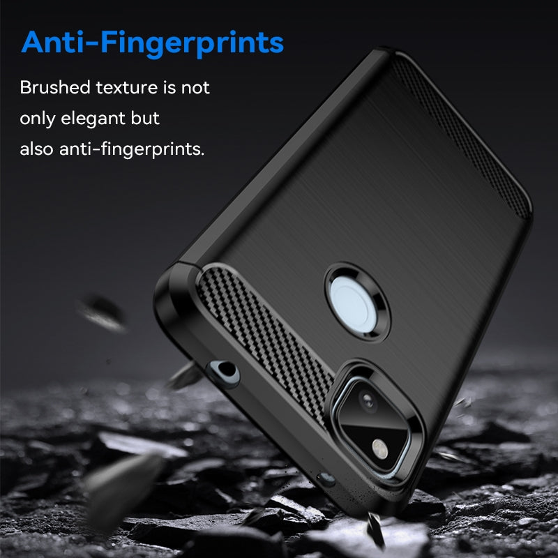 Google Pixel 4a Carbon Fiber Brushed Texture TPU Protective Phone Case Shockproof Slim Cover
