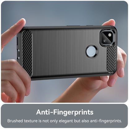 Google Pixel 4a Carbon Fiber Brushed Texture TPU Protective Phone Case Shockproof Slim Cover