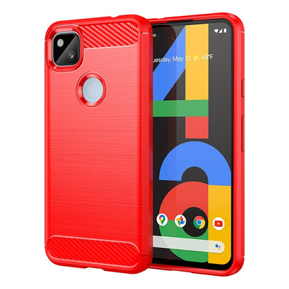 Google Pixel 4a Carbon Fiber Brushed Texture TPU Protective Phone Case Shockproof Slim Cover