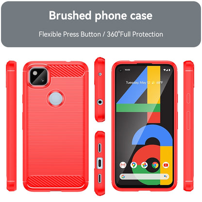Google Pixel 4a Carbon Fiber Brushed Texture TPU Protective Phone Case Shockproof Slim Cover