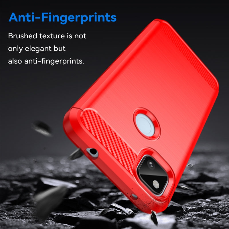 Google Pixel 4a Carbon Fiber Brushed Texture TPU Protective Phone Case Shockproof Slim Cover