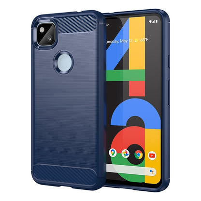 Google Pixel 4a Carbon Fiber Brushed Texture TPU Protective Phone Case Shockproof Slim Cover