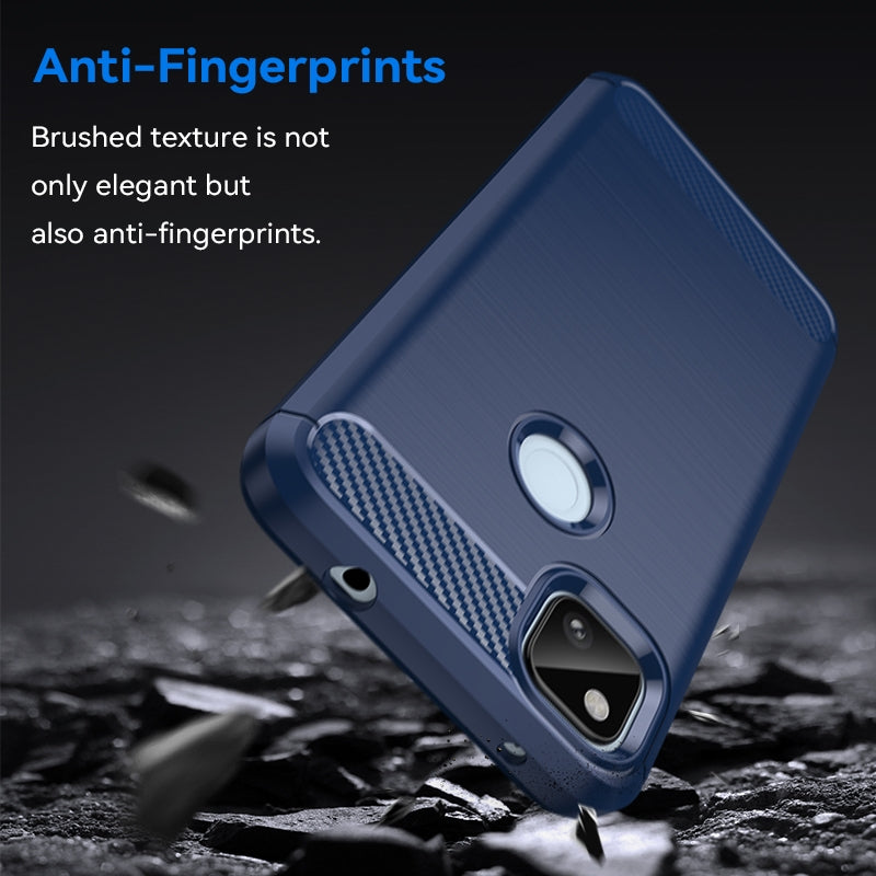 Google Pixel 4a Carbon Fiber Brushed Texture TPU Protective Phone Case Shockproof Slim Cover