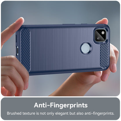 Google Pixel 4a Carbon Fiber Brushed Texture TPU Protective Phone Case Shockproof Slim Cover
