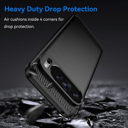Google Pixel 9 Pro XL Carbon Fiber Brushed Texture TPU Protective Phone Case Shockproof Slim Cover