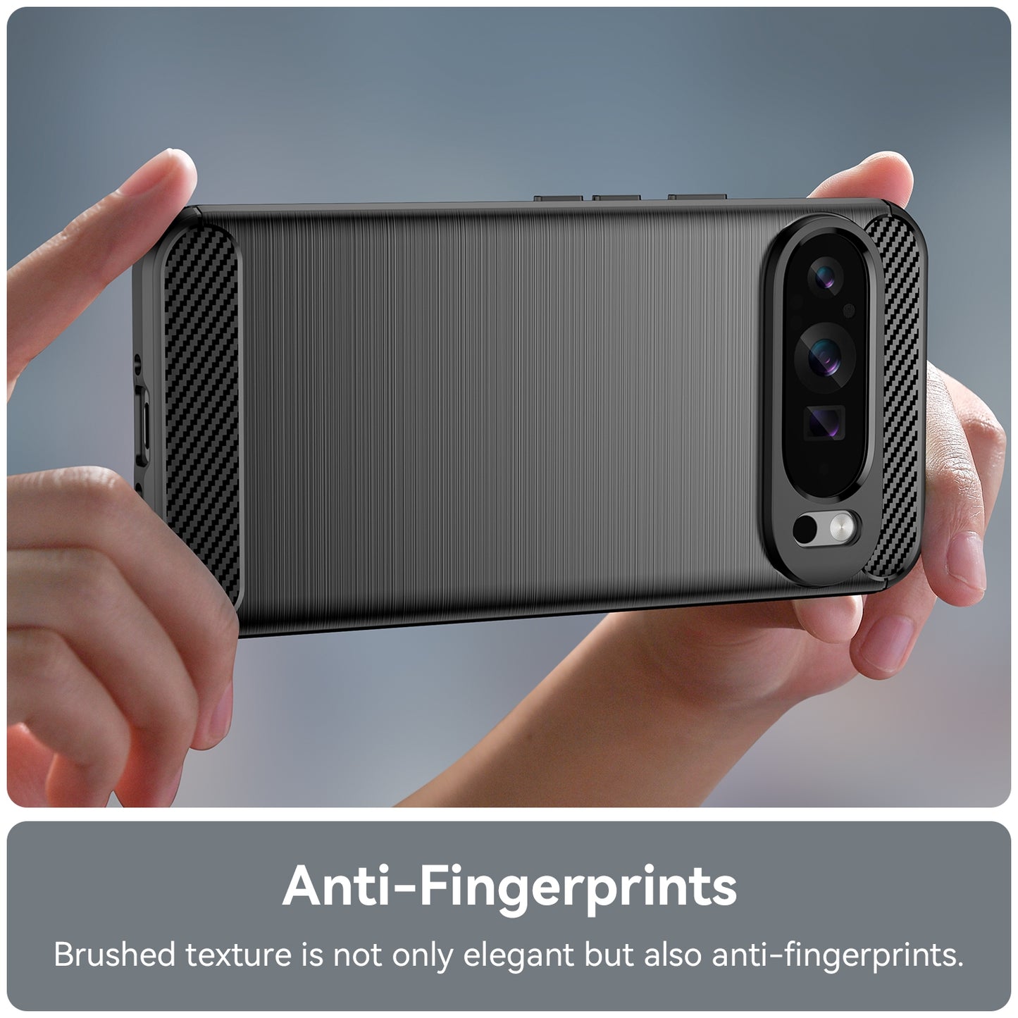 Google Pixel 9 Pro XL Carbon Fiber Brushed Texture TPU Protective Phone Case Shockproof Slim Cover