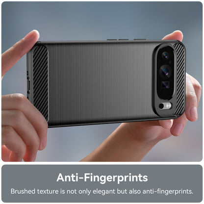 Google Pixel 9 Pro XL Carbon Fiber Brushed Texture TPU Protective Phone Case Shockproof Slim Cover