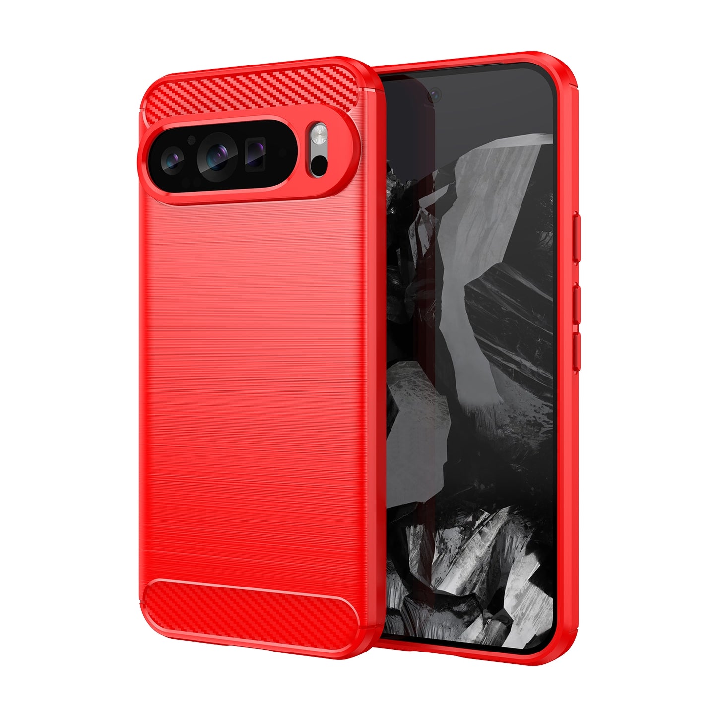 Google Pixel 9 Pro XL Carbon Fiber Brushed Texture TPU Protective Phone Case Shockproof Slim Cover