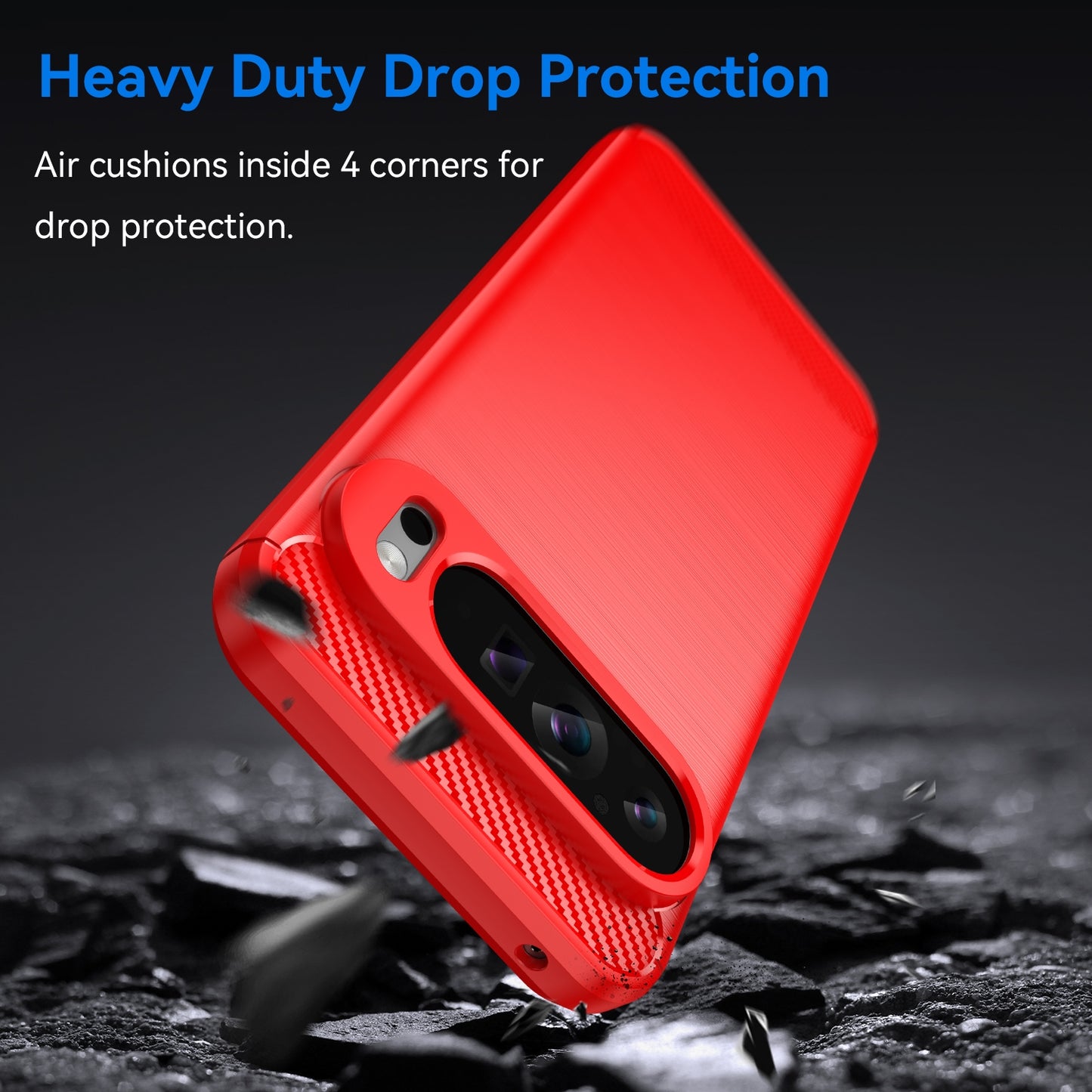 Google Pixel 9 Pro XL Carbon Fiber Brushed Texture TPU Protective Phone Case Shockproof Slim Cover