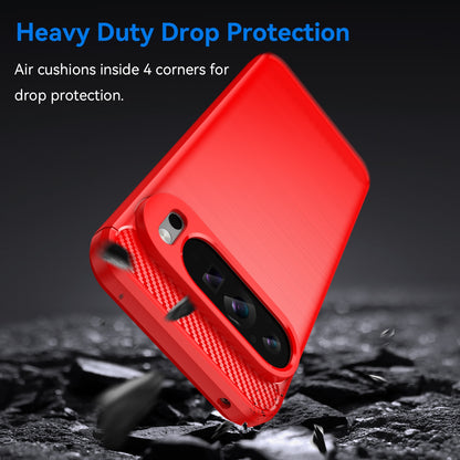 Google Pixel 9 Pro XL Carbon Fiber Brushed Texture TPU Protective Phone Case Shockproof Slim Cover