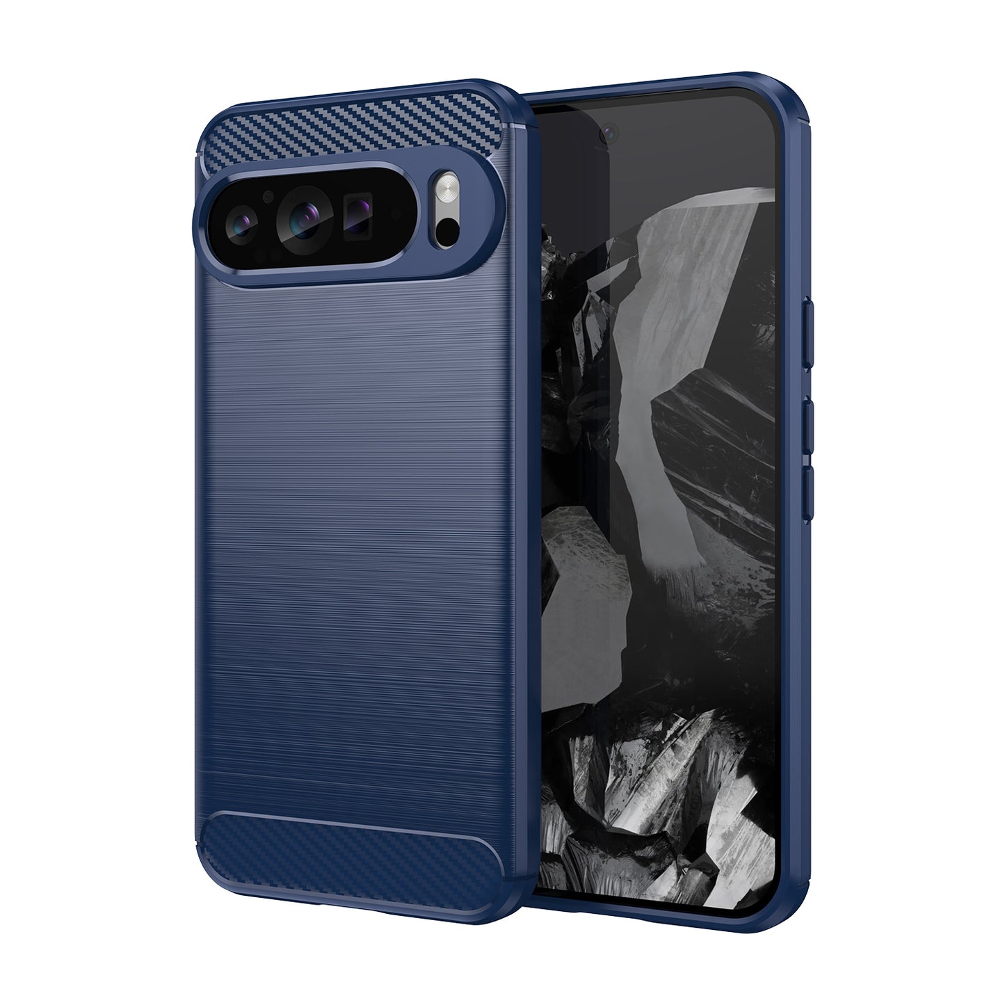 Google Pixel 9 Pro XL Carbon Fiber Brushed Texture TPU Protective Phone Case Shockproof Slim Cover