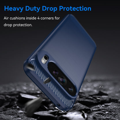 Google Pixel 9 Pro XL Carbon Fiber Brushed Texture TPU Protective Phone Case Shockproof Slim Cover