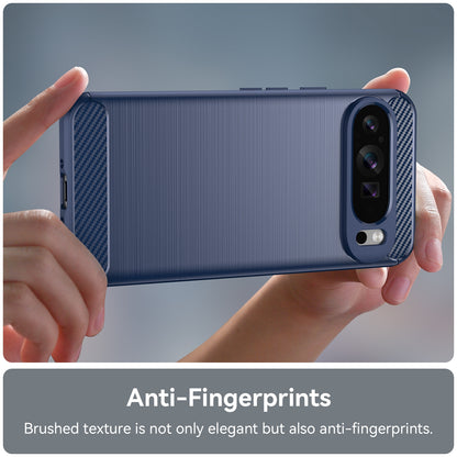 Google Pixel 9 Pro XL Carbon Fiber Brushed Texture TPU Protective Phone Case Shockproof Slim Cover