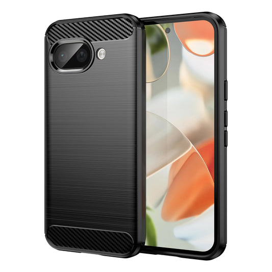 Google Pixel 9a Carbon Fiber Brushed Texture TPU Protective Phone Case Shockproof Slim Cover