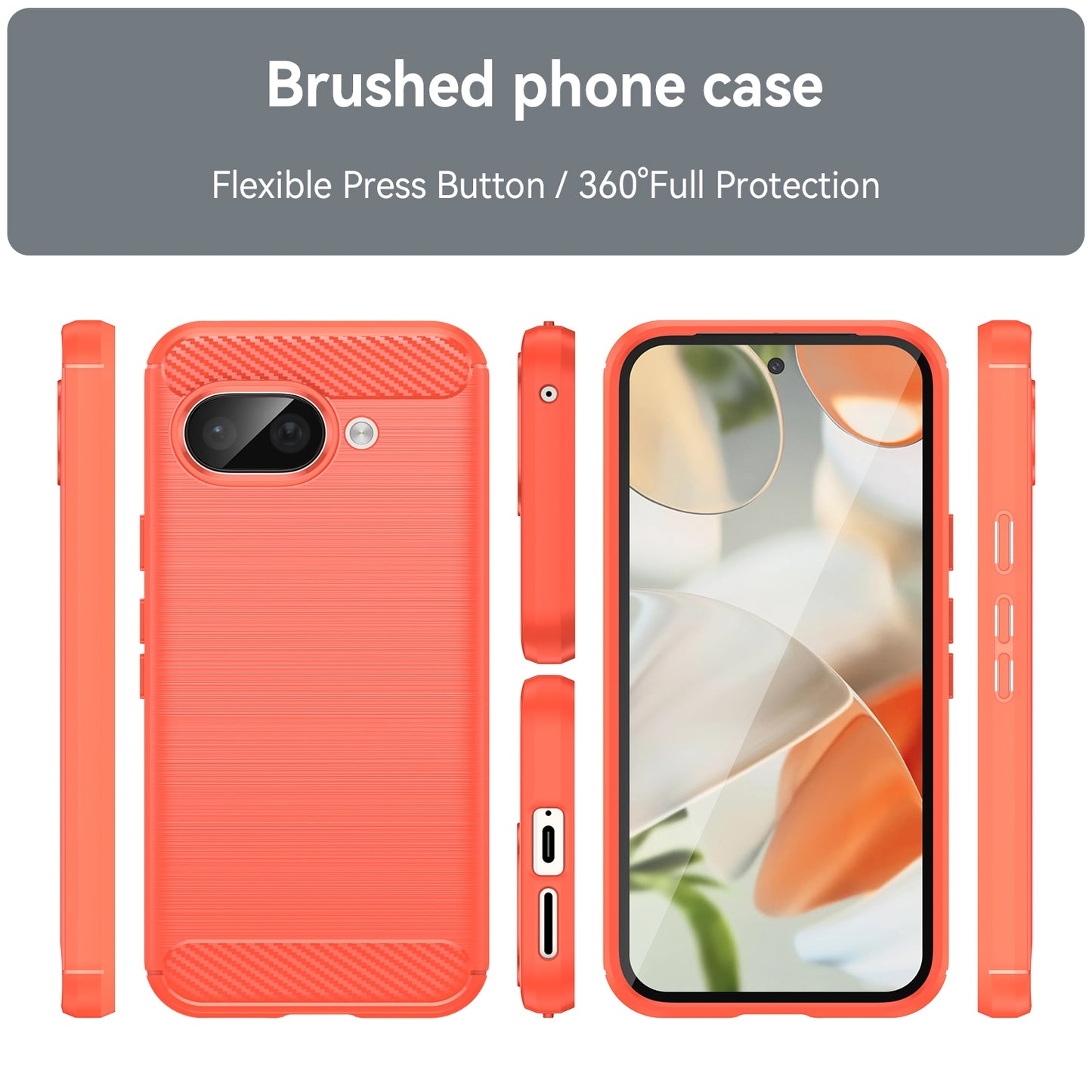 Google Pixel 9a Carbon Fiber Brushed Texture TPU Protective Phone Case Shockproof Slim Cover