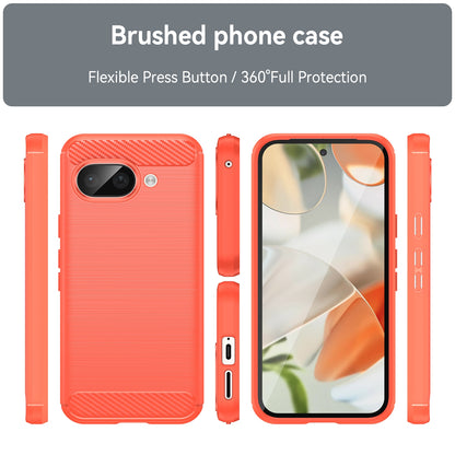 Google Pixel 9a Carbon Fiber Brushed Texture TPU Protective Phone Case Shockproof Slim Cover
