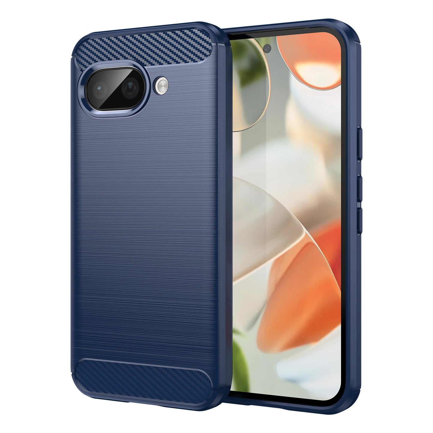 Google Pixel 9a Carbon Fiber Brushed Texture TPU Protective Phone Case Shockproof Slim Cover