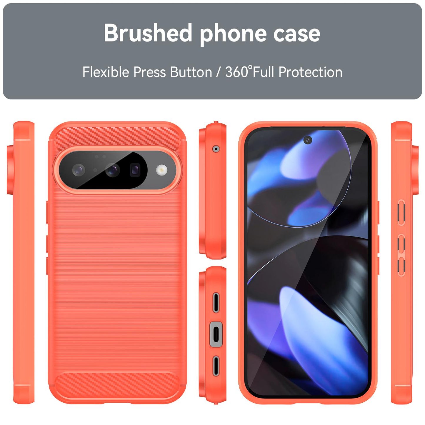 Google Pixel 10 Carbon Fiber Brushed Texture TPU Protective Phone Case Shockproof Slim Cover