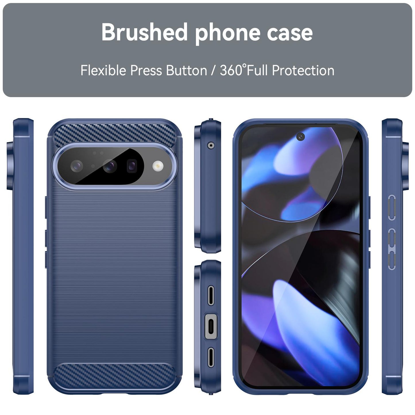 Google Pixel 10 Carbon Fiber Brushed Texture TPU Protective Phone Case Shockproof Slim Cover