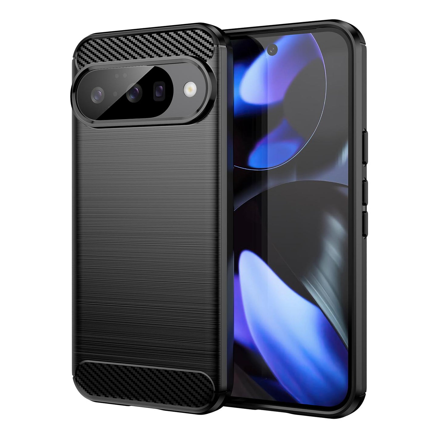 Google Pixel 10 Pro Carbon Fiber Brushed Texture TPU Protective Phone Case Shockproof Slim Cover