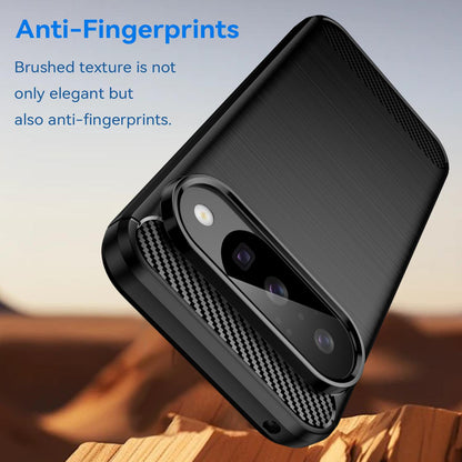 Google Pixel 10 Pro Carbon Fiber Brushed Texture TPU Protective Phone Case Shockproof Slim Cover