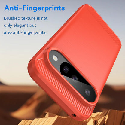 Google Pixel 10 Pro Carbon Fiber Brushed Texture TPU Protective Phone Case Shockproof Slim Cover