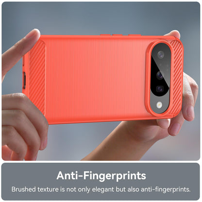 Google Pixel 10 Pro Carbon Fiber Brushed Texture TPU Protective Phone Case Shockproof Slim Cover