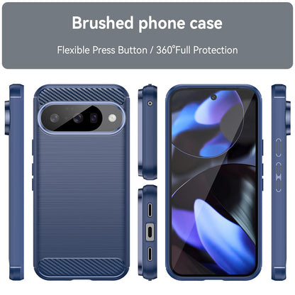 Google Pixel 10 Pro Carbon Fiber Brushed Texture TPU Protective Phone Case Shockproof Slim Cover