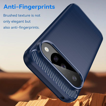 Google Pixel 10 Pro Carbon Fiber Brushed Texture TPU Protective Phone Case Shockproof Slim Cover