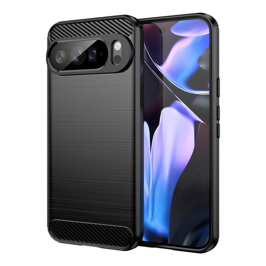 Google Pixel 10 Pro XL Carbon Fiber Brushed Texture TPU Protective Phone Case Shockproof Slim Cover