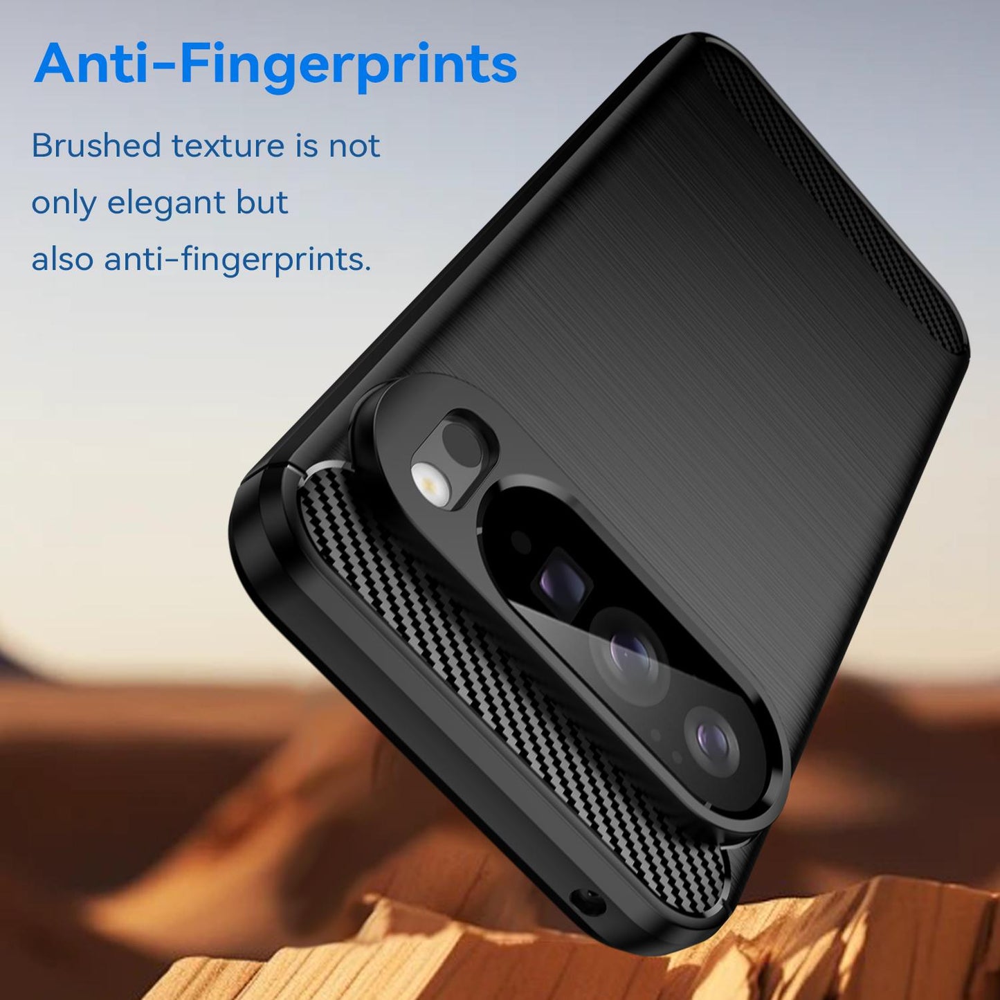 Google Pixel 10 Pro XL Carbon Fiber Brushed Texture TPU Protective Phone Case Shockproof Slim Cover
