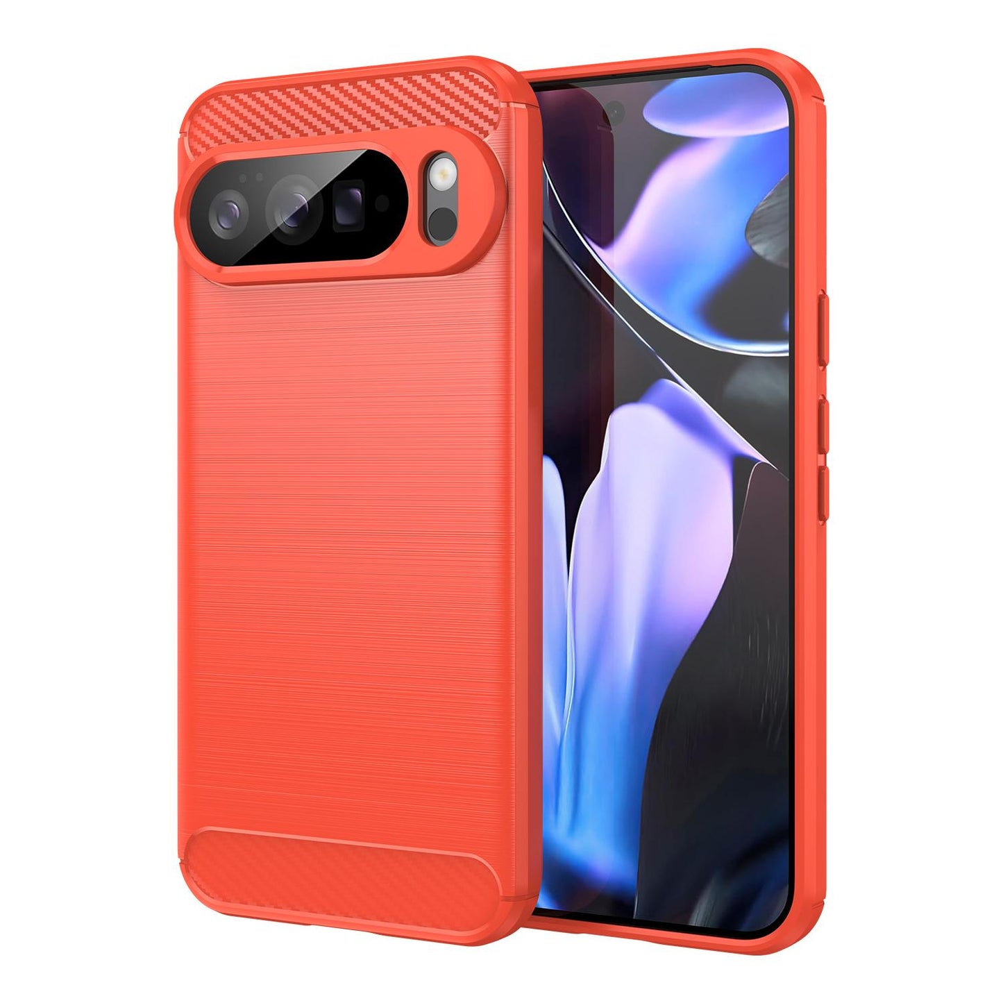 Google Pixel 10 Pro XL Carbon Fiber Brushed Texture TPU Protective Phone Case Shockproof Slim Cover